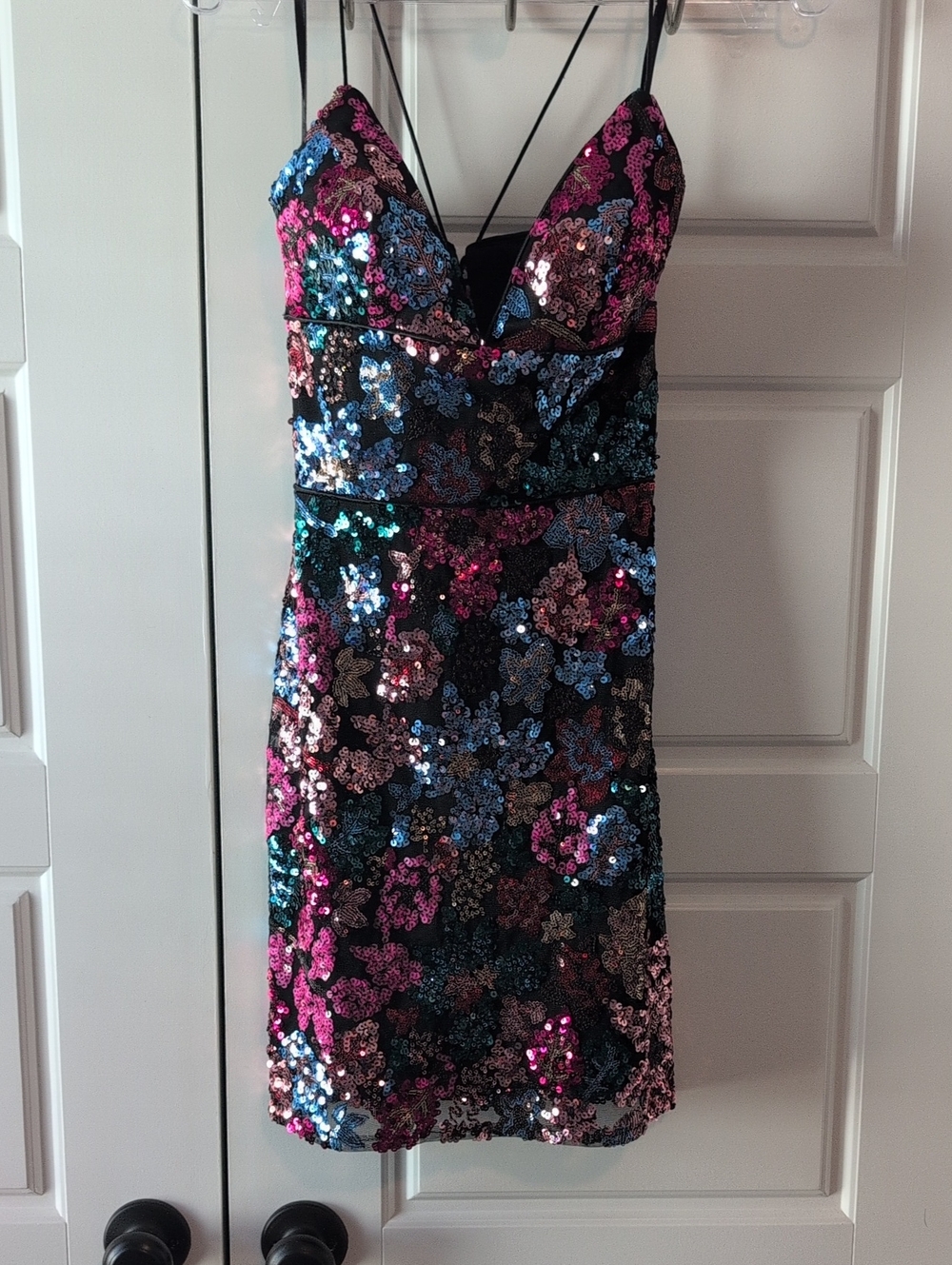 Sequin Floral Slip Dress in Multicolor